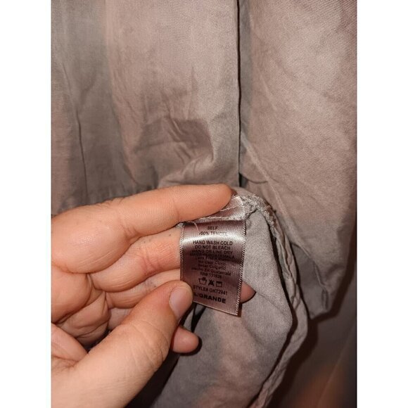 Womens Large Tea n Rose Light Blue Tencel Chambray Light Flow Peasant Blouse Top - Picture 4 of 5